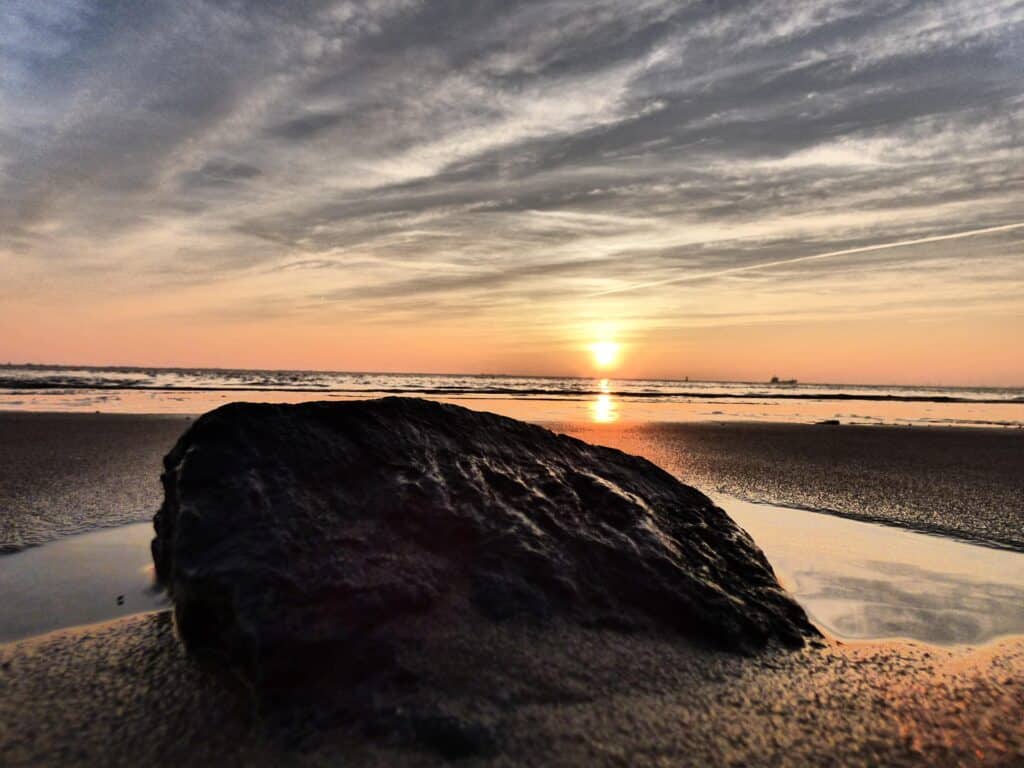 Elbstrand bei Sonnenuntergang